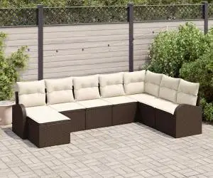 vidaXL Set Canapele Grădină 8 Piese Pernuțe Ratan Poly Maro
