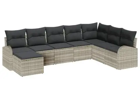 Set Canapea Grădină 8 Piese și Pernițe Gri Deschis din Ratan Sintetic - 2/5