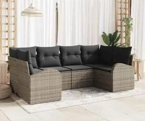 vidaXL Set canapea 6 piese gri ratan poli