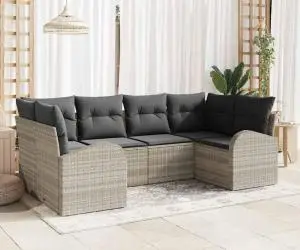 vidaXL Set de canapea de grădină cu perne gri deschis