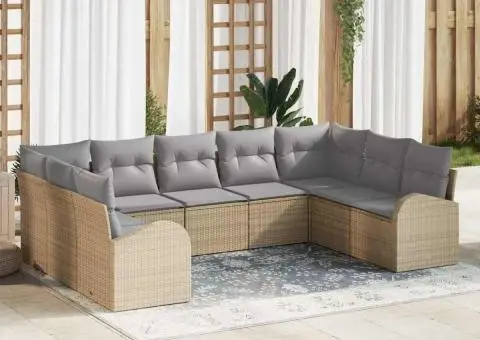 Set de canapele grădină cu perne bej din poliratan - 1/5