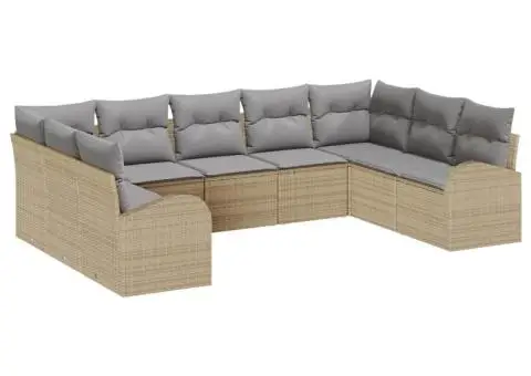 Set de canapele grădină cu perne bej din poliratan - 2/5