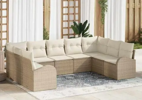 Set de Canapea de Grădină cu Pernuțe Bej - 1/5