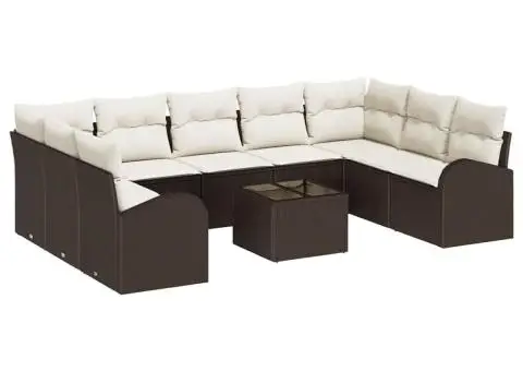 Set de canapea de grădină cu perne gri poliratan - 2/5