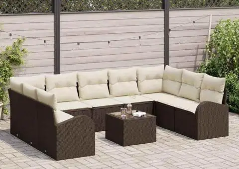 Set de canapea de grădină cu perne gri poliratan - 3/5