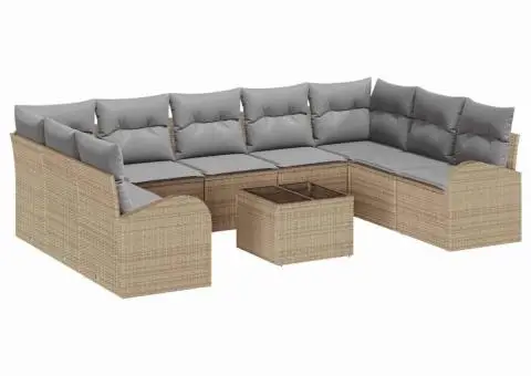 Set de Canapea de Grădină cu Perne Negre din Ratan PE - 2/5