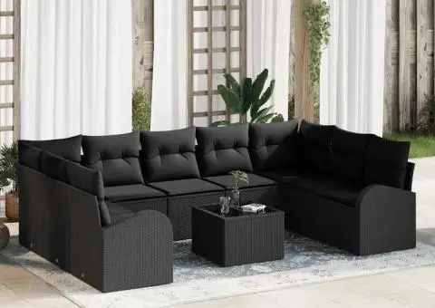 Set Canapea Grădină Pernuțe Bej Poliratan - 1/5