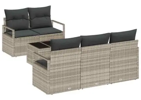 Set Canapea Grădină cu Perne Gri Deschis Ratan Sintetic - 2/5