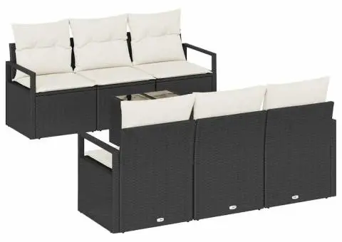 Set canapea grădină cu perne negre din poliratan - 2/5