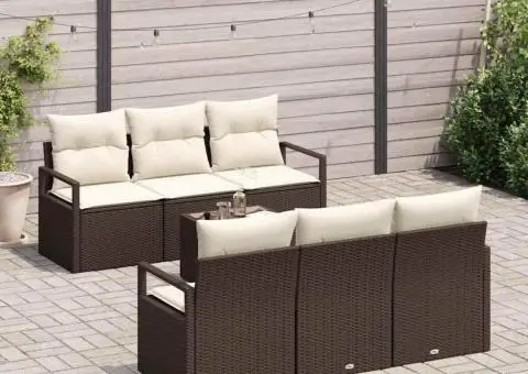 Set de canapele pentru grădină cu perne maro poliratan - 3/5