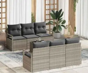 Set de sofa de grădină vidaXL cu perne gri deschis din ratan polimer