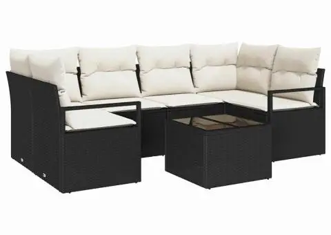 Set de Sofa de Grădină cu Perne Negre din Poliratan - 2/5