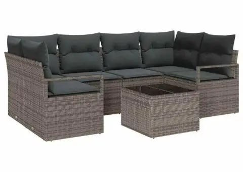 Set de canapea de gradină cu perne Gri Ratan Poliester - 2/5