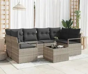 Set de sofa pentru grădină vidaXL cu perne gri deschis din poliratan