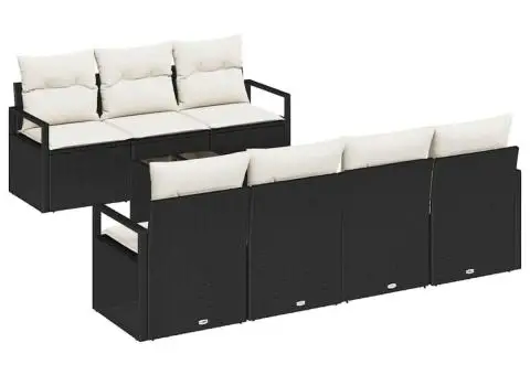 Set canapea grădină cu 8 piese și perne din ratan negru - 2/5