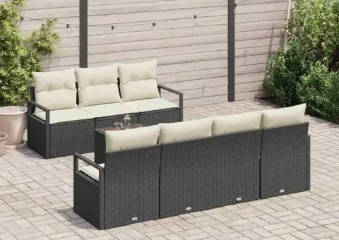 Set canapea grădină cu 8 piese și perne din ratan negru - 3/5