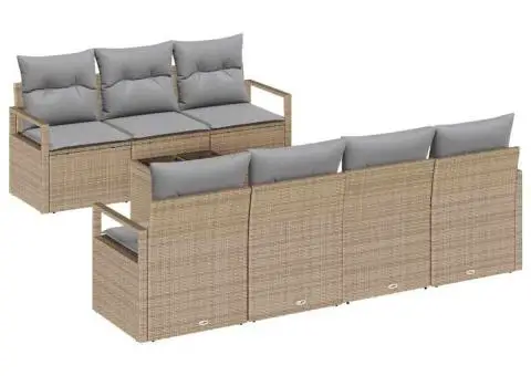 Set canapea grădină 8 piese cu perne bej ratan poli - 2/5