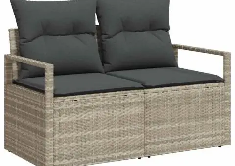 Set canapea grădină cu perne Gri deschis Poliratan - 4/5