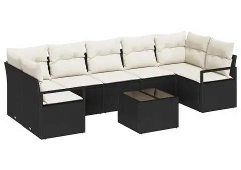 Set de Sofa de Grădină cu Perne Negru Poliratan - 2/5