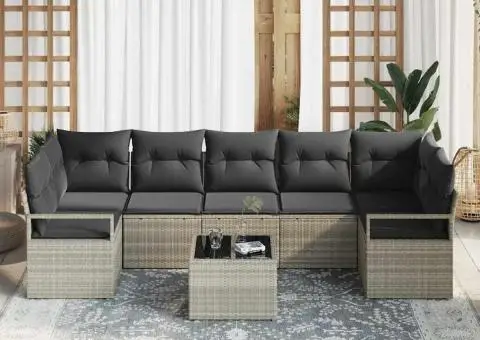 Set canapea de grădină cu perne Gri deschis Ratan Poli - 3/5