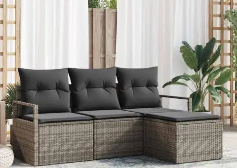 Set de canapele de grădină cu perne Gri Ratan Poli - 1/5