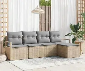 vidaXL Set canapele grădină 5 piese cu perne bej din ratan poli