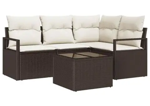 Set de canapea grădină 4 piese cu perne gri din ratan - 2/5