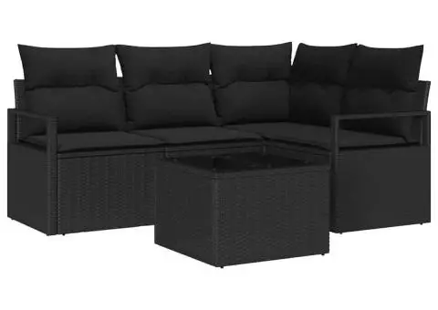 Set de canapea de grădină 5 piese cu perne bej din poliratan - 2/5