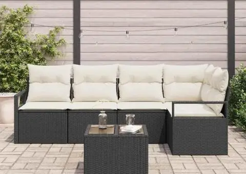 Set de Canapele Grădină cu Pernițe Ratan PE Maro - 3/5