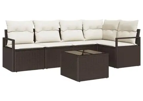 Set canapea de grădină cu 5 piese și perne din poliratan gri - 2/5