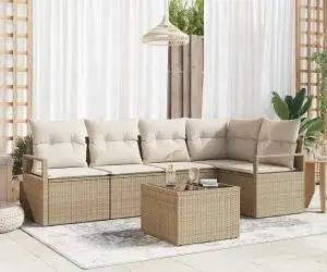 Set Canapea Grădină vidaXL 6 Piese cu Perne Brown Poly Rattan