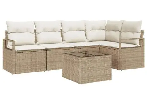 Set Canapea Grădină 6 Piese cu Perne Brown Poly Rattan - 2/5