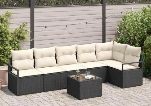 Set canapea grădină 6 piese cu perne ratan polimeric - 1/5