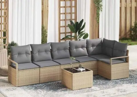 Set Canapea de Grădină cu Perne Ratan Poly Negru - 1/5