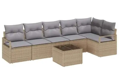 Set Canapea de Grădină cu Perne Ratan Poly Negru - 2/5