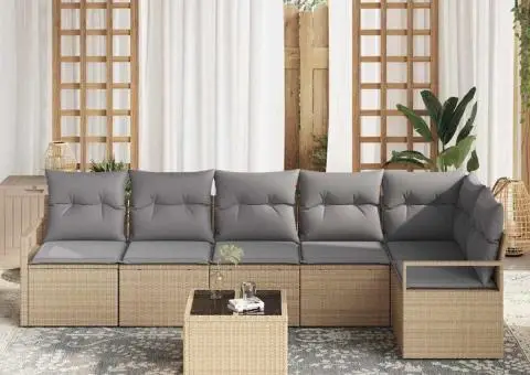 Set Canapea de Grădină cu Perne Ratan Poly Negru - 3/5