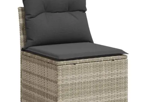 Set de Canapea cu 7 Piese cu Perne Gri Poliratan - 5/5