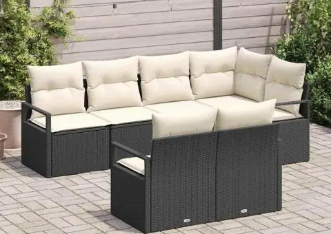 Set canapea grădină cu perne negre din ratan sintetic - 3/5