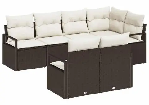 Set de canapea de grădină cu 7 piese și perne Maro Ratan Poli - 2/5