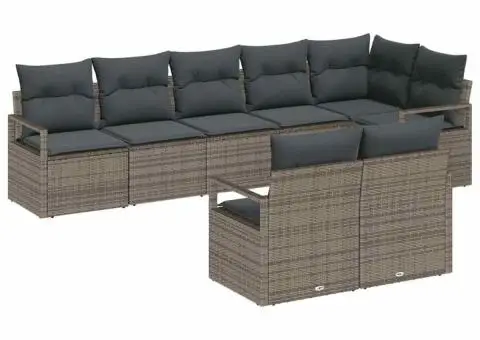 Set de Canapea Grădină cu Perne Gri din Ratan Polimer - 2/5