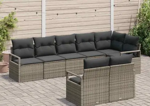 Set de Canapea Grădină cu Perne Gri din Ratan Polimer - 3/5