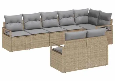 Set canapea 8 piese cu perne gri din poliratan - 2/5