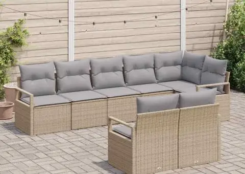 Set canapea 8 piese cu perne gri din poliratan - 3/5