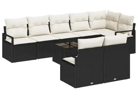 Set canapea de grădină cu 8 piese și perne, poliratan maroniu - 2/5