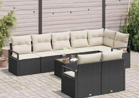 Set canapea de grădină cu 8 piese și perne, poliratan maroniu - 3/5