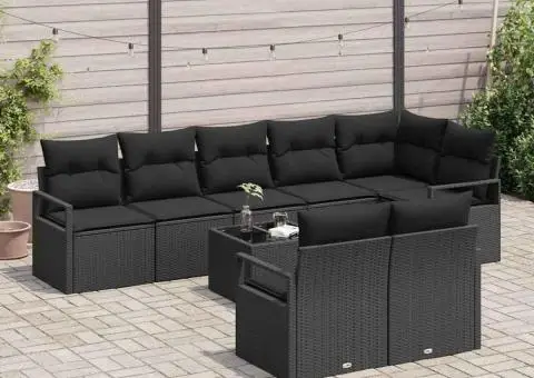 Set canapea modulară cu 9 piese și perne Bej Poliratan - 3/5