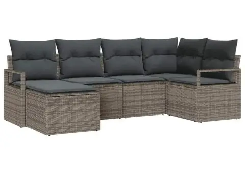 Set de canapea pentru grădină cu perne gri ratan poli - 2/5