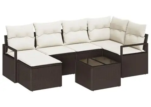 Set canapea grădină de 6 piese cu perne gri din poliratan - 2/5