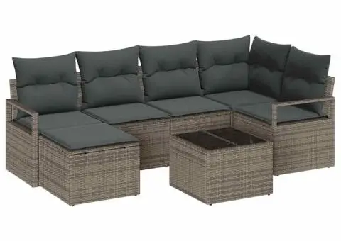 Set Canapea Grădină 6 Piese cu Perne Ratan Poli Negru - 2/5