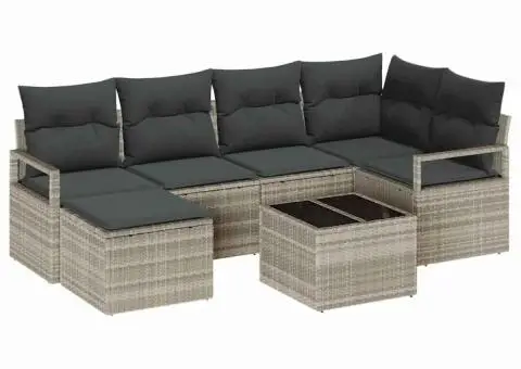 Set canapea grădină cu perne gri ratan poli - 2/5